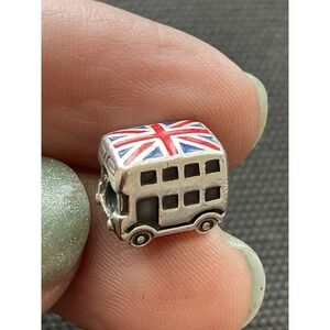 Pandora Sterling Silver & Enamel Union Jack London Bus Charm ALE 925